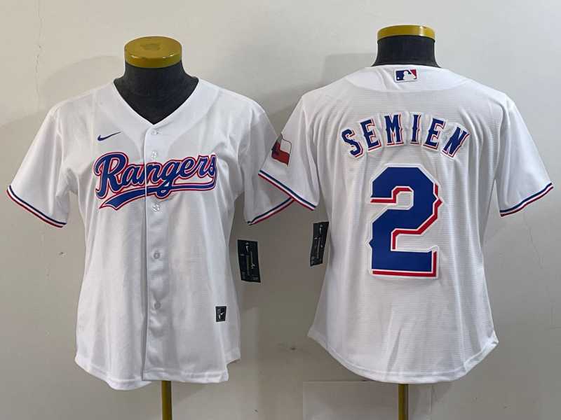 Womens Texas Rangers #2 Marcus Semien White 2024 Gold Collection Limited Cool Base Jersey->mlb womens jerseys->MLB Jersey